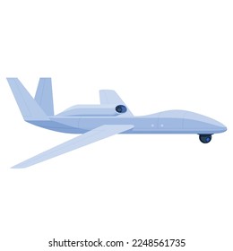 Military drone with remote control for reconnaissance and attack vector flat illustration. Modern aviation technology flying airplane automatic defense spy war surveillance missile transportation