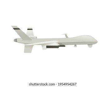 Military Drone With Rockets Missiles Weapon Nuclear Launch Vector Illustration Isolated On White Background