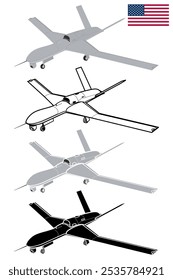 Ilustração de vetor 3D de VANT de drone militar