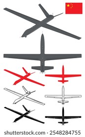 Drone militar UAV blueprint ilustração vetor China
