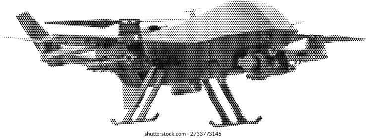 military drone uav risograph halftone modern retro pop art aesthetic vintage aerospace technology aircraft offset print effect illustration