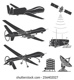 Military Drones. Vector Illustration.