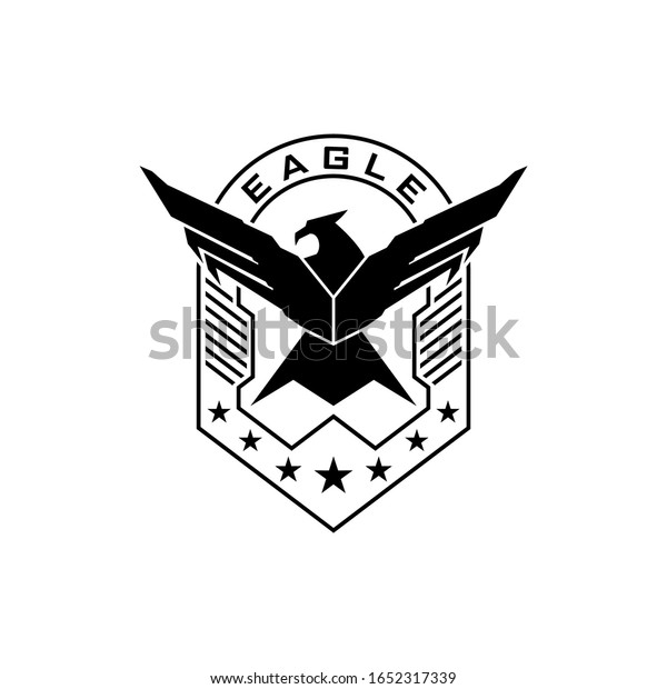 Military Eagle Logo Design Badge Shield Stock Vector Royalty Free