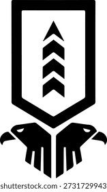 Military eagle shield insignia vector illustration for tactical unit logos, sergeant rank patches, and army-themed vinyl decals