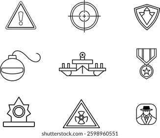 Military element icons set.This is an editable eps vector icon
