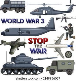 Bild von militärischen Elementen und Fahrzeugen