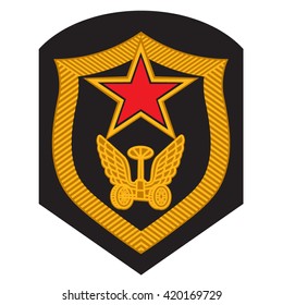 Military emblem badge chevron Russian army for his jacket on a white background