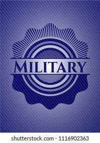 Military emblem with denim high quality background