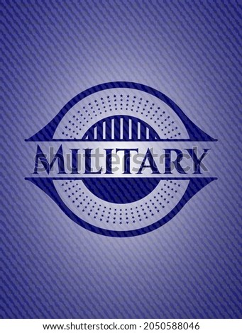Military emblem with jean texture. Vector Illustration. Detailed. 
