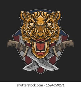 military emblem tiger with dagger