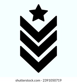 Military epaulet solid icon. Army rank vector illustration isolated on white. Military badge glyph style design, designed for web and app. Eps 10