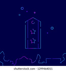 Military Epaulet Vector Line Icon. Officer, Military Rank Gradient Symbol, Pictogram, Sign. Dark Blue Background. Light Abstract Geometric Background. Related Bottom Border