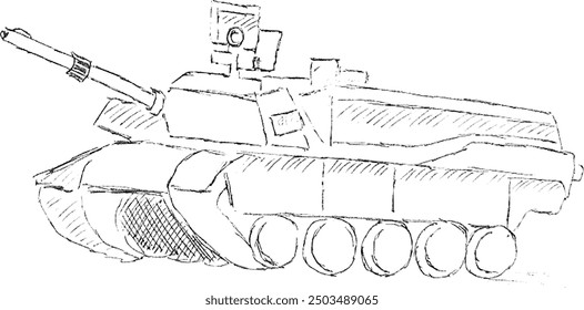 Military equipment, combat. Pencil sketch illustration, vector hand drawn modern freehand 