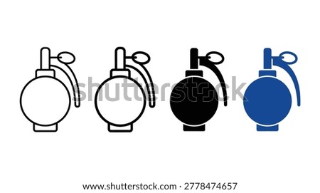 Military explosive grenade icon collection in flat and outline styles, representing weapons, warfare, battle, and combat.