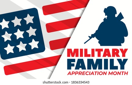 Military Family Appreciation Month In United States. Celebrate Annual In November. Thank You. Poster, Card, Banner, Background. Vector Illustration EPS 10.