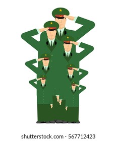 Military family. Relatives of soldiers. Army stirpes. Russian officers in uniform. Illustration for Defenders of Fatherland Day. Military holiday in Russia. February 23
