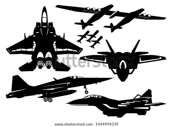 軍用戦闘機 ジェット機のベクターイラストシルエット のベクター画像素材 ロイヤリティフリー