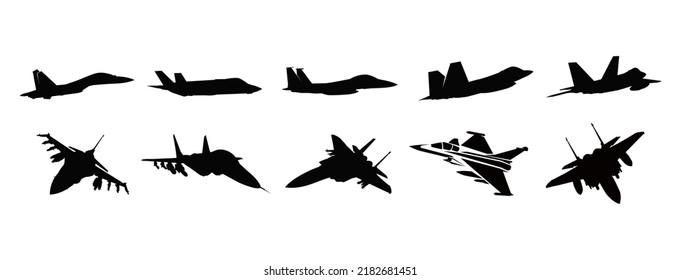 Military Fighter Jet Airplane Silhouette