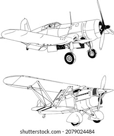 military fighter jet drawn in ink by hand in full growth