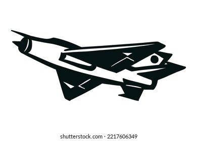 Military fighter jet - hand drawn illustration