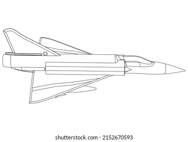 Military Fighter Jet Icon In Outline Style Isolated On White Background Vector Illustration. Military Vehicle Logotype. 