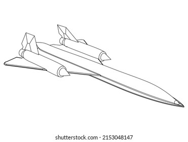 Military Fighter Jet Icon In Outline Style Isolated On White Background Vector Illustration. Military Vehicle Logotype.