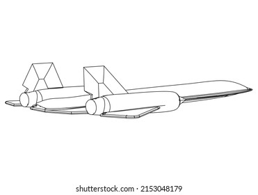 Military Fighter Jet Icon In Outline Style Isolated On White Background Vector Illustration. Military Vehicle Logotype.