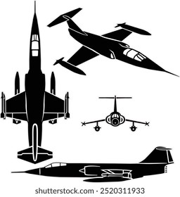 Conjunto de Vector de avión de combate militar para grabado láser 