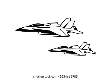 military fighter jets flying in black line art