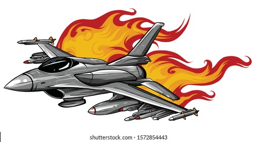 Military Fighter Jets Isolated On Background. Vector Illustration