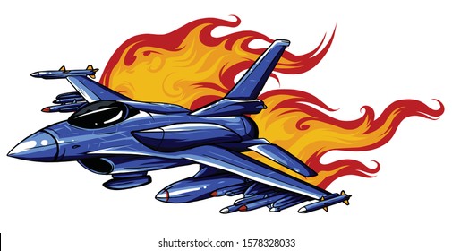 Military Fighter Jets Isolated On Background. Vector Illustration