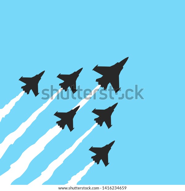 青の背景に軍用戦闘機 ベクター飛行機のバナー のベクター画像素材 ロイヤリティフリー