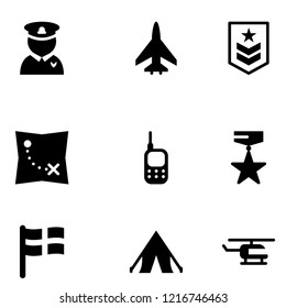 Military Fill icon set vector