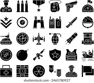 Military fill icon set vector design illustration stock