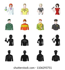 Military, fireman, artist, policeman.Profession set collection icons in black,cartoon style vector symbol stock illustration web.