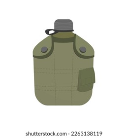 Military flask icon. Vector illustration isolated on white background. Drinking flask for soldiers and officers, camping element. Army, equipment concept