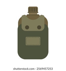 military flask icon, vector illustration isolated on white background, drinking flask for soldiers and officers, camping element, military water bottle