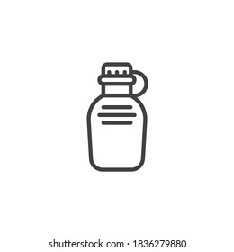 Icono de línea de frasco militar. signo de estilo lineal para concepto móvil y diseño web. Icono de vector de contorno de frasco canteen. Símbolo, ilustración del logotipo. Gráficos vectoriales
