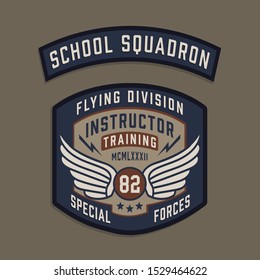 Military flying squadron typograpy, tee shirt graphics, vectors