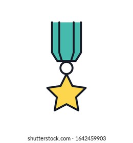 military force medal line and fill style icon vector illustration design