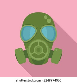 Military gas mask icon flat vector. Toxic army. Respirator air