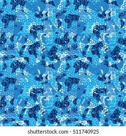 military and geometric seamless pattern blue
