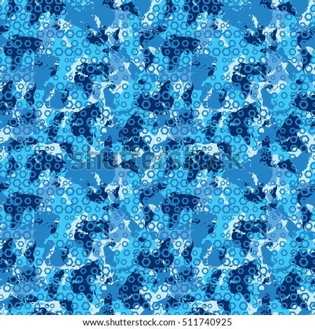 military and geometric seamless pattern blue