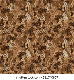 military and geometric seamless pattern brown