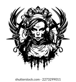 Military Girl Army logo illustration is perfect for businesses that want to convey strength, courage, and resilience