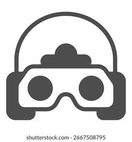 Gafas militares con el icono sólido de los auriculares, concepto óptico del equipo. Gráficos de Vector. Señal del dispositivo de la lupa de la visión nocturna en el fondo blanco, icono del estilo del glifo para el móvil o el Diseño web