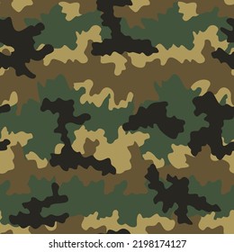 
Military green camouflage vector texture, modern endless pattern for clothing, fabric print.