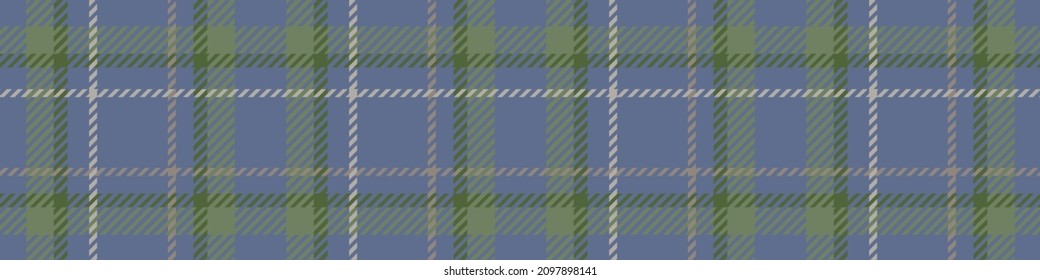 Military green check plaid vector border. Seamless gingham swatch for decorative classic edging. 