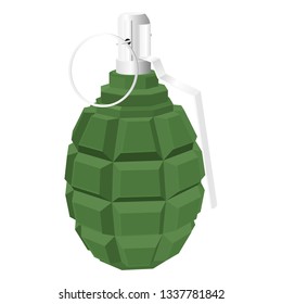 Military green grenade. Vector 3d illustration isolated on white background