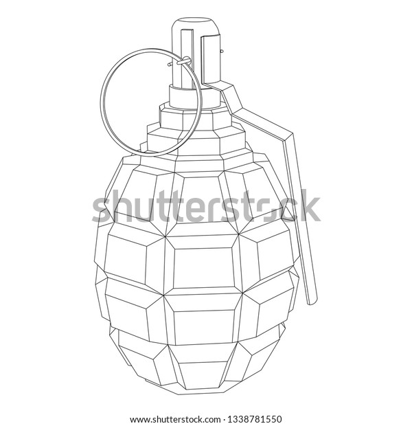 Military Grenade Outline Icon Vector Illustration Stock Vector (Royalty ...